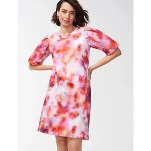 Chico's Amazing Puff Sleeve Colorful Shift Dress pockets sz Chicos 2= L NWOT